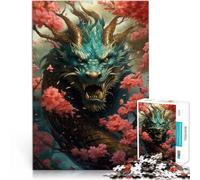 Puzzle da 1000 pezzi per adulti Drago nel giardino rosso Fatto di cartone per età 14+ Decorazione d'arte per la casa Collezione degli artisti, Belle arti misurare:38x52cm