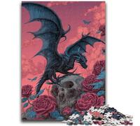 Puzzle da 1000 pezzi per adulti, drago nero, 1000 pezzi per adulti, giochi educativi, decorazioni per la casa, decorazioni e regali unici (38x26cm)