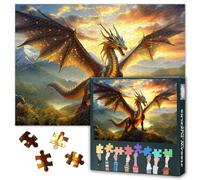 Puzzle da 1000 pezzi per adulti, drago nero volante, opera d'arte moderna, puzzle fantasia sofisticato ma divertente, per rilassarsi come decorazione da parete, 50,5 x 70,5 cm