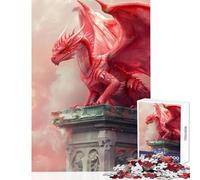 Puzzle da 1000 pezzi per adulti drago rosa giocattoli antistress regalo per compleanni gioco impossibile con poster abbinato e foglio di quiz dimensioni 38x52cm