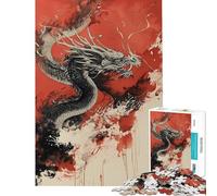 Puzzle da 1000 pezzi per adulti Drago Rosso Asiatico Fortunato Difficile e Sfida Un'Opera d'Arte Gioco Educativo Adatto a Persone dai 14 anni in su (38x52cm)