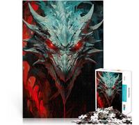 Puzzle da 1000 pezzi per adulti Drago Rosso Ciano Antistress Vacanza in patria Uccidere il tempo Adatto per la decorazione del desktop 38x26cm