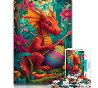 Puzzle da 1000 pezzi per adulti Drago rosso e uovo di Pasqua per adulti e adolescenti, ideale come regalo per tutta la famiglia dai 14 anni in su, 50x75cm
