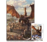 Puzzle da 1000 pezzi per adulti Drago seduto su un castello Rilassati nel tempo libero Taglio netto e senza cuciture Interlock Toy Dimensioni 50x75cm
