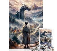 Puzzle da 1000 pezzi per adulti drago su terra mistica giocattolo educativo regali di compleanno giochi divertenti migliora l'amore tra coppie (dimensioni 38x52cm)