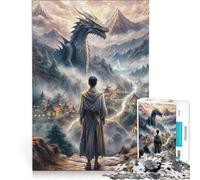 Puzzle da 1000 pezzi per adulti: Drago su una terra mistica, gioco pratico, assemblaggio del disegno, compleanni e occasioni speciali 38x52cm