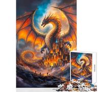Puzzle da 1000 pezzi per adulti Drago sulla città Decorazione per la casa Giocattoli Regali di compleanno Gioco pratico Adatto per la decorazione della scrivania Dimensioni 50x75cm