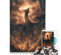 Puzzle da 1000 pezzi per adulti: Drago sulla città in fiamme, gioco impossibile, attività divertenti da fare a casa, collezione d'artista, belle arti 50x75cm