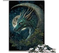 Puzzle da 1000 pezzi per adulti Drago sulla Luna in legno, Capodanno, regalo di festa 50x75cm per gioco interattivo per famiglie
