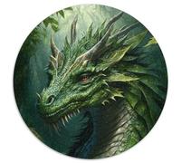 Puzzle da 1000 pezzi per adulti Drago verde della giungla Puzzle rotondo da 1000 pezzi Ideale come regalo di Natale e come decorazione per la casa (67,5x67,5cm)