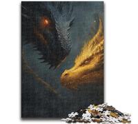Puzzle da 1000 pezzi per adulti, drago volante in oro nero, gioco stimolante, giocattoli, decorazione da parete, regali unici per compleanno e Natale (75x50cm)