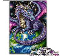 Puzzle da 1000 pezzi per adulti Drago volante in piedi sulla terra Perfetto per il divertimento in famiglia a Natale, Ringraziamento, compleanni e Pasqua 50x75cm
