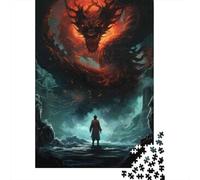 Puzzle Da 1000 Pezzi Per Adulti Dragon Vs. Warrior Epic Fantasy Artwork Puzzle Per Adulti Gioco Pratico Sfida Difficile Gioco Impegnativo Regali 70x50cm/1000pcs