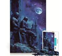 Puzzle da 1000 pezzi per adulti, Due Cavalieri nella Notte, gioco di logica a incastro perfetto, divertente giocattolo, gioco gratuito, regalo di compleanno (38x52cm)