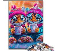 Puzzle da 1000 pezzi per adulti, due cuccioli di tigre, puzzle in legno, relax e sfida, arte decorativa colorata per la casa, amici, dimensioni 50X75cm
