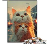 Puzzle da 1000 pezzi per adulti, due gatti, puzzle in legno per adulti, 26x38cm, sfida per la mente, regalo perfetto per adolescenti e arredamento per la casa