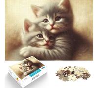 Puzzle da 1000 pezzi per adulti Due gattini carini che si abbracciano Giocattoli da gioco Ogni pezzo è unico - Gioco divertente e stimolante per tutta la famiglia 75x50cm