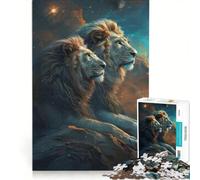 Puzzle da 1000 pezzi per adulti Due leoni che guardano le stelle gioco educativo decorazione per la casa collezione d'artista belle arti 50x75cm