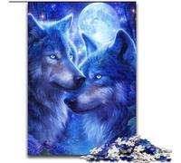 Puzzle da 1000 pezzi per adulti Due lupi blu Puzzle impegnativi 26X38cm Ideale per divertimento in famiglia, relax e regali per le vacanze