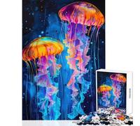 Puzzle da 1000 pezzi per adulti Due meduse al neon Giocattoli antistress Regali per donne Uomini Gioco impossibile Difficile e sfida Dimensioni 38x52cm