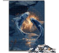 Puzzle da 1000 pezzi per adulti, due puzzle di pesci koi per adulti, 1000 rompicapo impegnativi per adolescenti, perfetti come decorazione per la casa o come regalo (dimensioni 50x75cm)