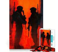 Puzzle da 1000 pezzi per adulti, due soldati in rosso e nero, incastro perfetto, gioco di logica, regalo, gioco lento, decorazione natalizia da parete (38x26cm)