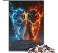 Puzzle da 1000 pezzi per adulti, due tigri, puzzle in cartone, relax e sfida, decorazione colorata per la casa, amici, dimensioni 38x26cm