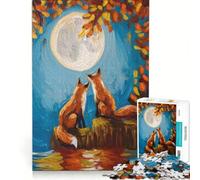 Puzzle da 1000 pezzi per adulti: Due volpi sedute su una roccia gioco impossibile per divertimento in famiglia compleanno e Natale 38x52cm