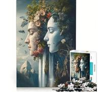 Puzzle da 1000 pezzi per adulti Due volti intrecciati cascate surreali gioco interattivo taglio di precisione regalo di compleanno regali 38x52cm
