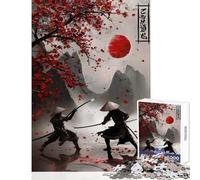 Puzzle da 1000 pezzi per adulti duello di samurai sotto i fiori di ciliegio giocattoli fai da te regalo divertente giochi per famiglie con pezzi completamente interconnessi e di forma casuale 38x26cm