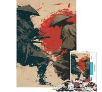 Puzzle da 1000 pezzi per adulti Duello Samurai con Sole Rosso Puzzle per adulti Giocattoli fai da te Antistress Attività divertenti da fare a casa (Dimensioni 50x75cm)