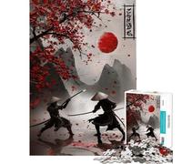 Puzzle da 1000 pezzi per adulti Duello Samurai sotto i ciliegi in fiore Attività divertenti da fare a casa Antistress Gioco rompicapo per maggiori di 14 anni (50x75cm)