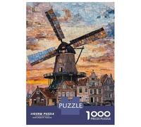 Puzzle Da 1000 Pezzi Per Adulti Dutch Windmill Painting Puzzle Per Adulti Gioco Pratico Analisi E Logica Difficile E Stimolante 70x50cm/1000pcs