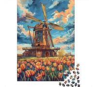 Puzzle Da 1000 Pezzi Per Adulti Dutch Windmill with Tulips-3 Adolescenti Puzzle Giocattoli Antistress Sfida Difficile Attività Divertenti A Casa 70x50cm/1000pcs