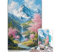 Puzzle da 1000 pezzi per adulti e adolescenti, alberi di ciliegio in fiore, antistress, per ammazzare il tempo, lista dei desideri con Babbo Natale, 38x26cm