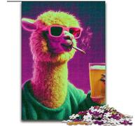 Puzzle da 1000 pezzi per adulti e adolescenti, Alpaca che beve un drink, giocattolo educativo intellettuale decompressivo, ideale come regalo per tutta la famiglia dimensioni 50x75cm