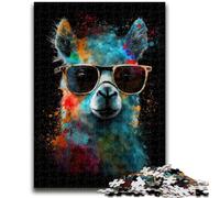 Puzzle da 1000 pezzi per adulti e adolescenti Alpaca colorato con occhiali per età 14+ Gioco intellettuale Regali di compleanno di Natale 50x75cm