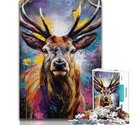 Puzzle da 1000 pezzi per adulti e adolescenti, animali, cervi, dipinti a olio, antistress, per ammazzare il tempo durante le vacanze, regali per amici e familiari per 14 anni, 38x26cm