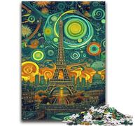 Puzzle da 1000 pezzi per adulti e adolescenti, antistress psichedelico Eiffel, sfida difficile, migliora l'amore tra coppie, 26x38cm