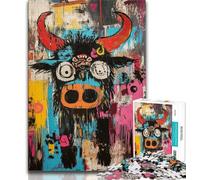 Puzzle da 1000 pezzi per adulti e adolescenti, arte astratta, bisonte, giocattoli educativi per l'apprendimento, giochi per famiglie, migliorano l'amore tra coppie (38x26cm)