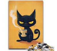 Puzzle da 1000 pezzi per adulti e adolescenti, arte astratta, gatto nero, aiuta il cervello a esercitare, giocattoli avvincenti per coltivare la pazienza, adatto alle coppie, 50x75cm