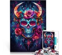 Puzzle da 1000 pezzi per adulti e adolescenti Arte del teschio colorato Fatto di legno per età 14+ giochi divertenti per famiglie ottimo regalo di Natale misurare：50x75cm