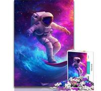Puzzle da 1000 pezzi per adulti e adolescenti, astronauta che fa surf nello spazio, ideale come regalo per tutta la famiglia, adatto a bambini di età compresa tra 75 e 14 anni (dimensioni 75x50cm)
