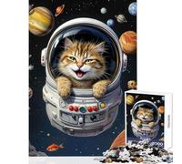 Puzzle da 1000 pezzi per adulti e adolescenti astronauta gatto nello spazio decorazione per la casa giocattoli opere d'arte regali giochi divertenti migliorare l'amore tra coppie dimensioni 38x26cm
