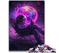 Puzzle da 1000 pezzi per adulti e adolescenti, astronauta seduto sulla luna, per adolescenti, giocattolo educativo intellettuale decomprimente, regalo di compleanno, 50x75cm