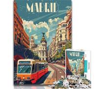 Puzzle da 1000 pezzi per adulti e adolescenti, atmosfera della città di Madrid, gioco stimolante e gioco educativo per famiglie, per compleanni e Natale (38x26cm)