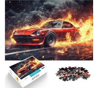 Puzzle da 1000 pezzi per adulti e adolescenti Auto in fiamme Fatto di cartone Adatto a partire dai 14 anni Opera d'arte Regali difficili per donne e uomini misurare:26x38cm/10.24 x 14.96pollice