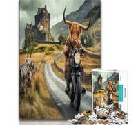 Puzzle da 1000 pezzi per adulti e adolescenti, avventura con mucca delle Highlands, giocattoli, giochi educativi, antistress, regali unici per compleanni e compleanni, 38x26cm