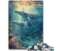 Puzzle da 1000 pezzi per adulti e adolescenti, balene sul fondale marino, puzzle per adolescenti, giochi educativi, decorazioni per la casa, decorazioni e regali unici, 50x75cm