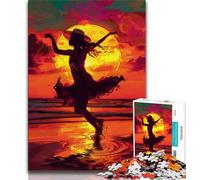 Puzzle da 1000 pezzi per adulti e adolescenti "Ballerina al tramonto", difficile da completare ma divertente e umoristico, regalo di compleanno, regali, decorazione murale 75x50cm